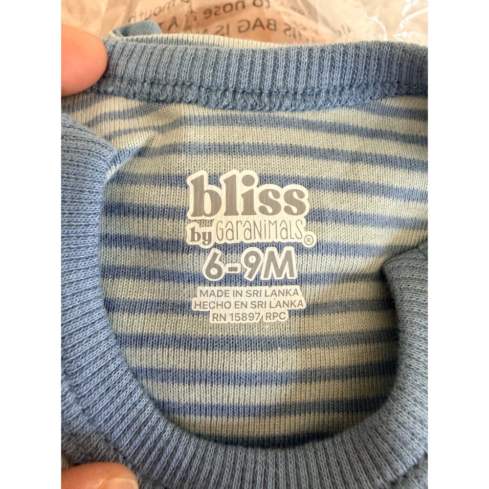 Bliss by Garanimals Baby Boys 3-Piece Outfit Set Blue Grey Stripe 6-9M NEW - Picture 5 of 6